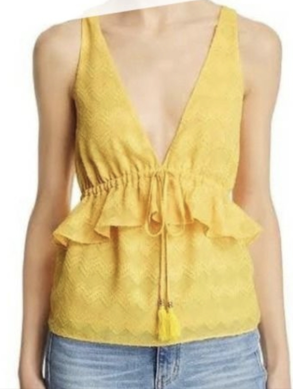 Ramy Brook Maddy Sleeveless Yellow V-Neck Top Sz.XS NWT